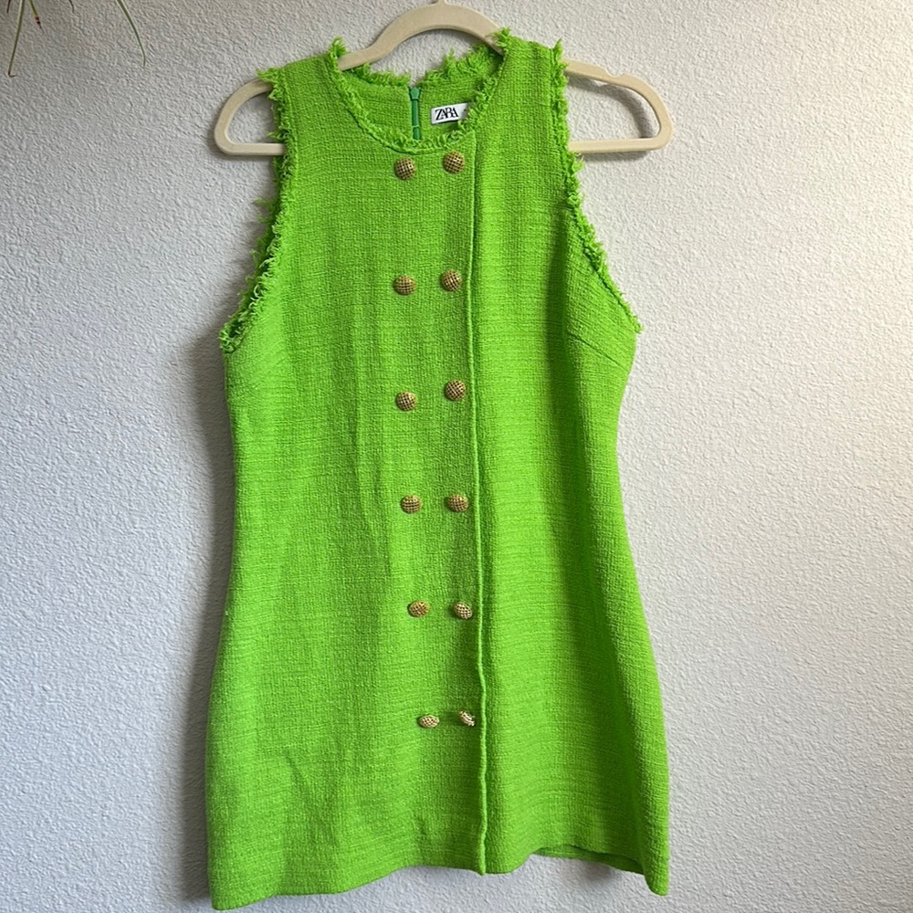 Zara Lime green tweed dress